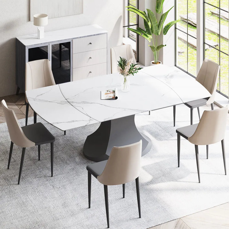 Table de salle à manger rectangulaire extensible de 47 à 71 po pour 4-6 personnes