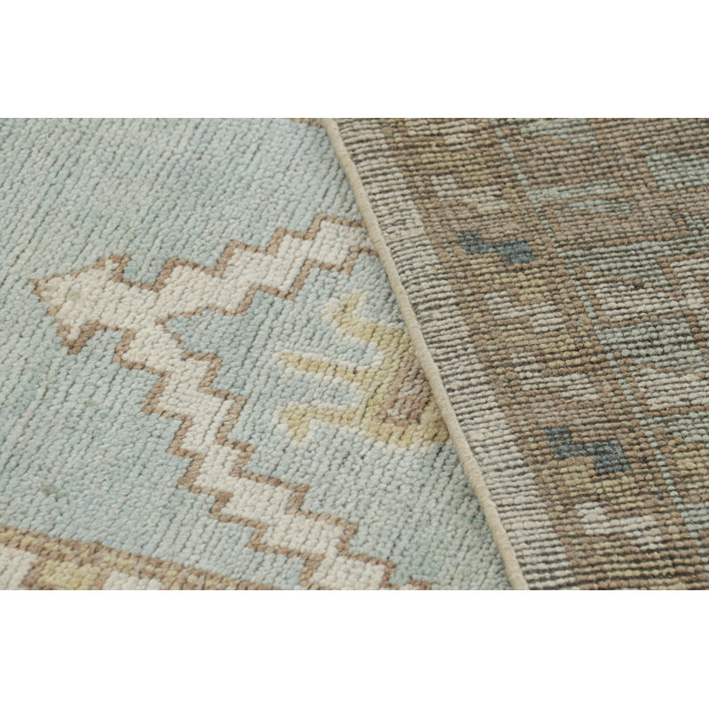Burano Hand Knotted Wool Geometric Area Rug, Rectangle 5' x 7'