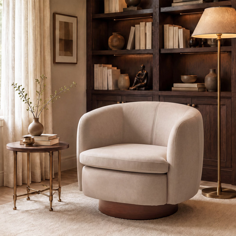Fauteuil demi-tonneau pivotant de 35 po de largeur, Beige