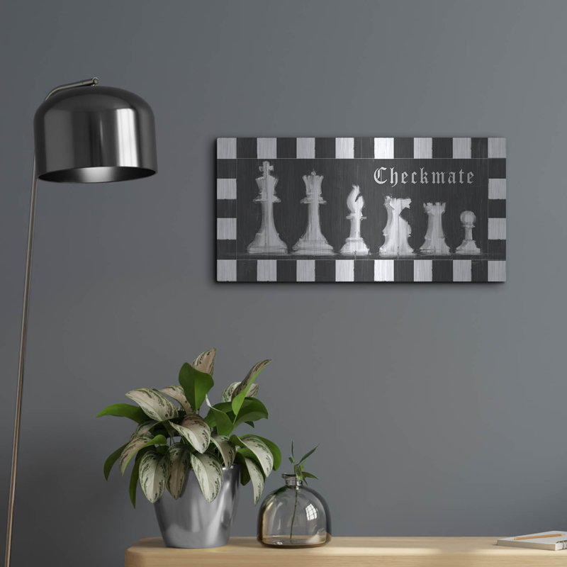  «Chess Room Collection D» par Studio W, art mural en métal, 24 po x 12 po