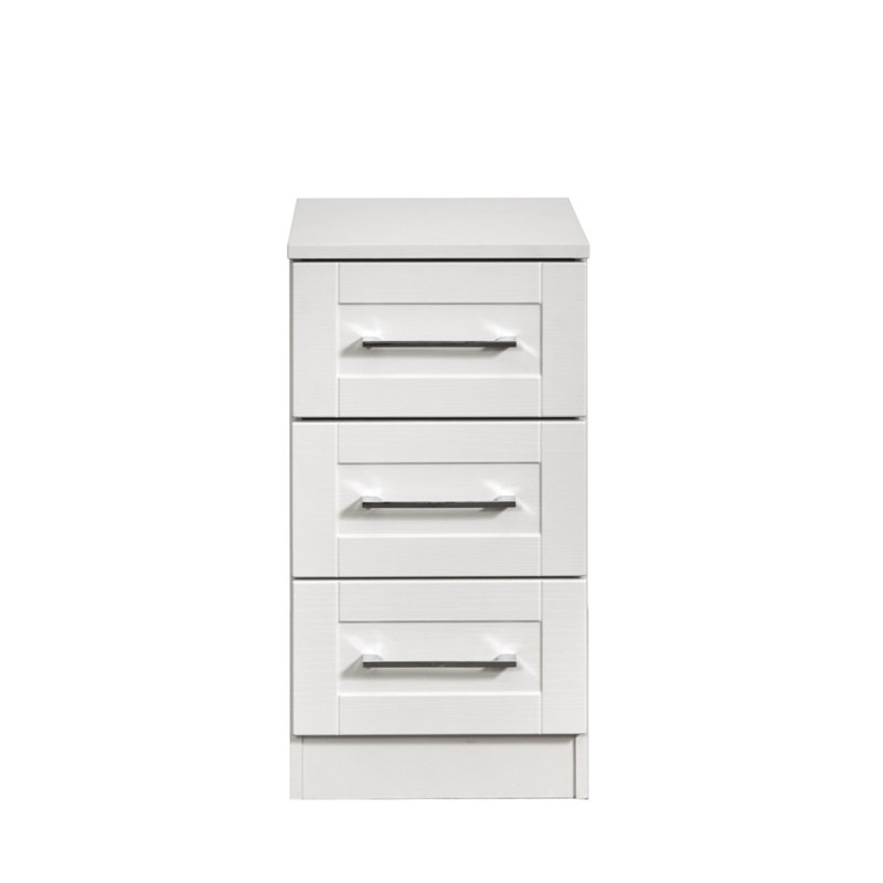 Fully Assembled Slesnick 3 - Drawer Nightstand, White Ash / Oak