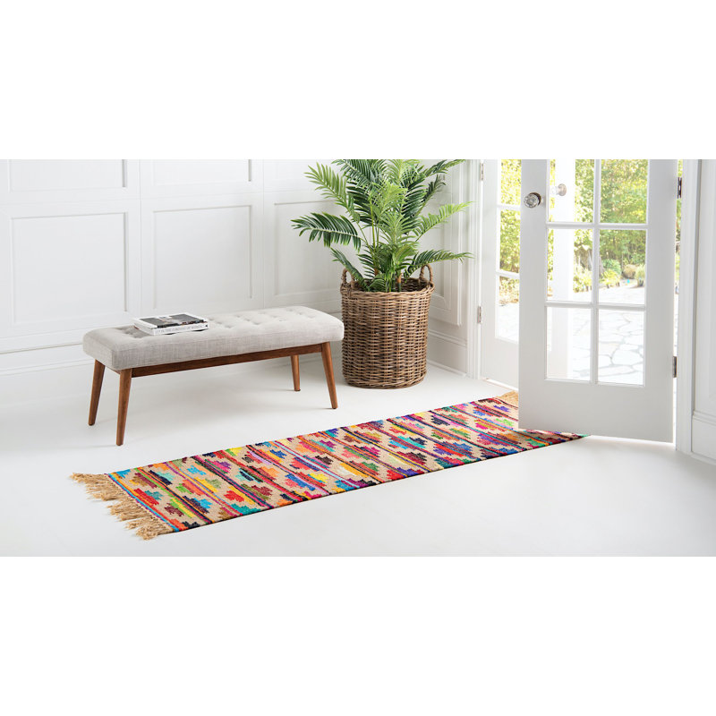 Cotton Geometric Indoor Rug, Runner 2'2" x 6'