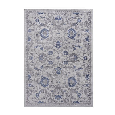 Tapis contemporain résistant aux taches Naar - bleu et argent