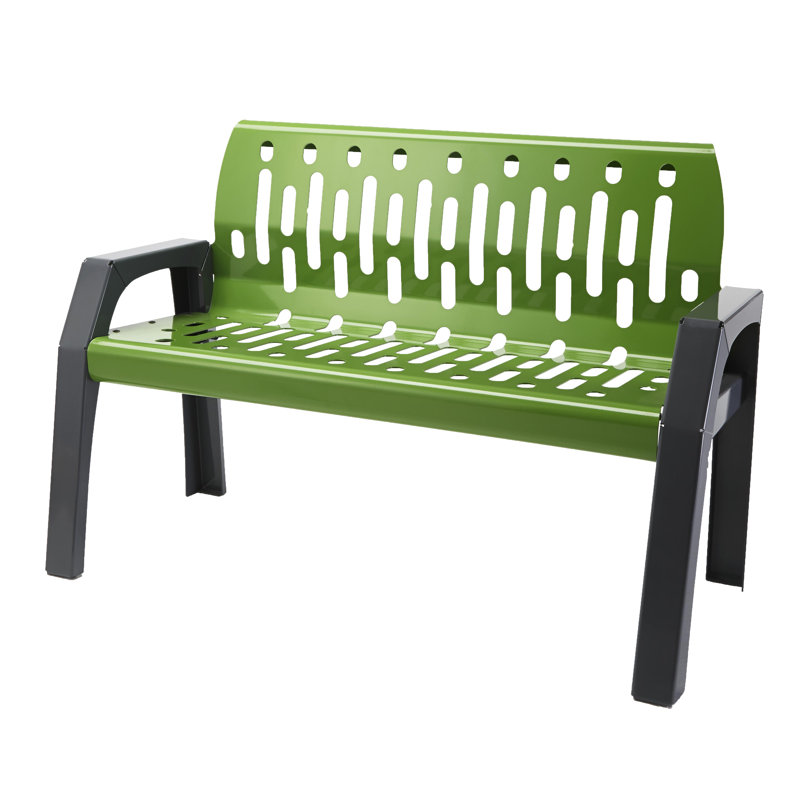 Banc de parc en acier Stream, Vert, H 34 po x l 48 po x P 25 po