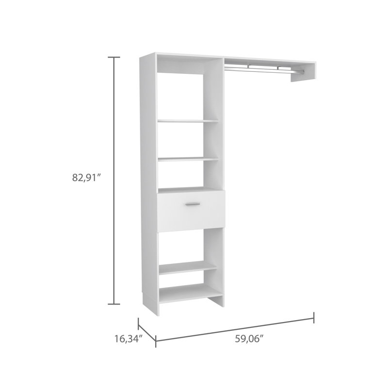 Lenox 1Drawer 4Shelf Closet System White