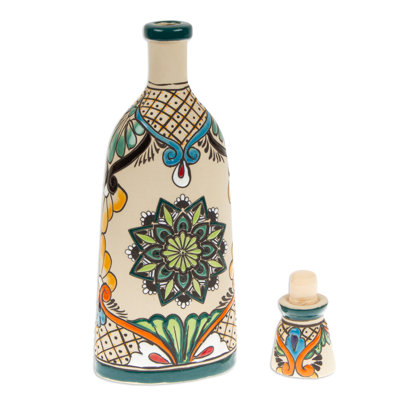 Bungalow Rose Handmade Green Mandala Flavours Ceramic Decanter