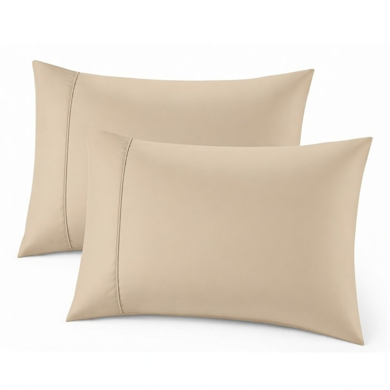 Cooling Bamboo Pillowcases, Set of 2 – Ultra Soft & Breathable, King, Light Khaki
