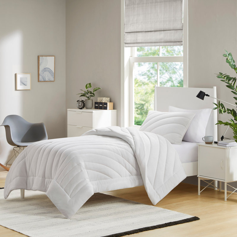 3 PCSSoft Bedding Sets, Queen Comforter + 2 Additional Pieces, White