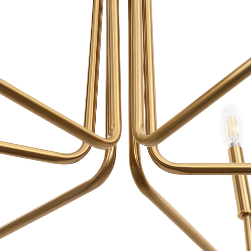 Chandelier 6 Light Industrial Style, Brass