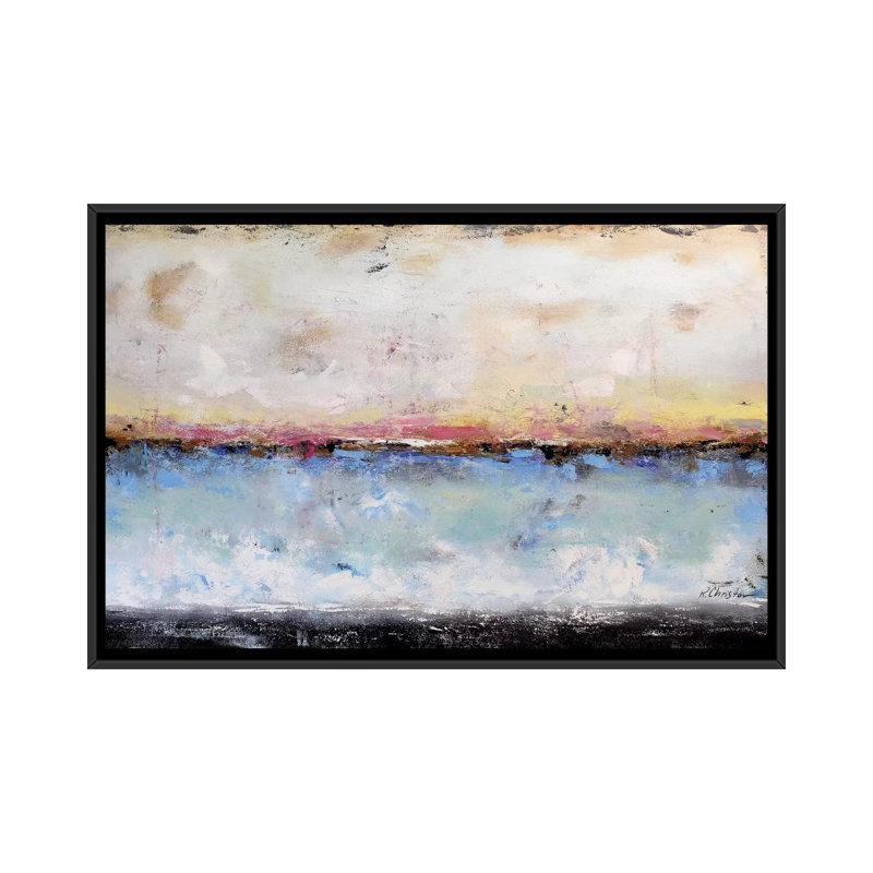 " Abstract Seascape VII " by Radiana Christova, 18" H x 26" W x 1.5" D, Black Framed Canvas, No Mat