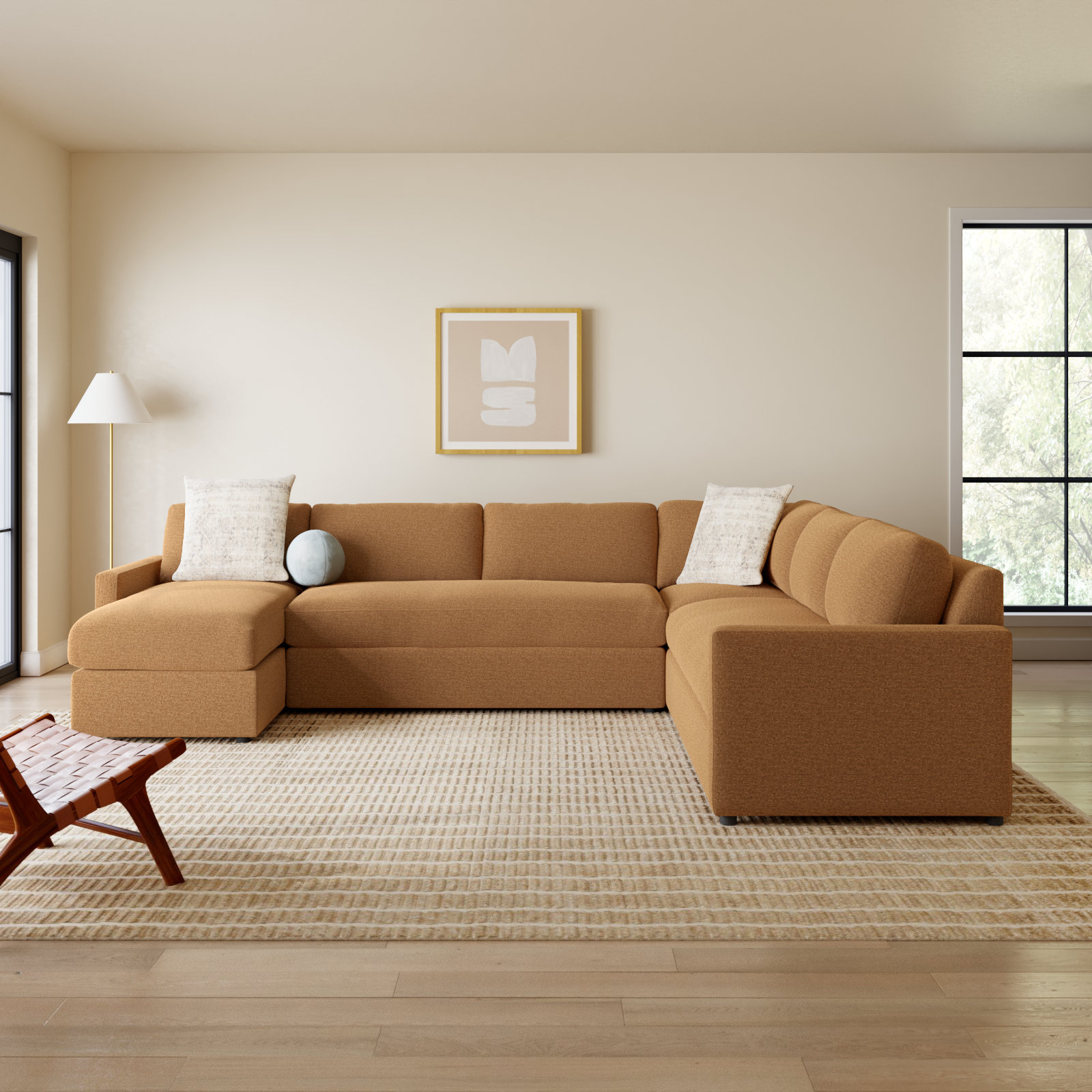 Damari Upholstered U-Sectional, Nave Bark Performance Distressed Velvet, Left Hand Facing