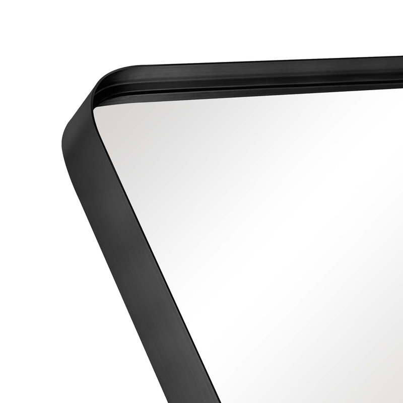 Aubriona Metal Wall Mirror, Black, 38" x 26"
