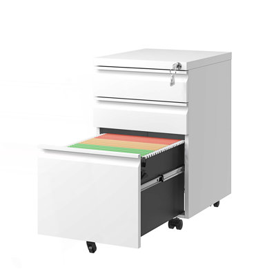 Classeur mobile 3 tiroirs avec serrure, classeur en métal, armoire de rangement pour le salon