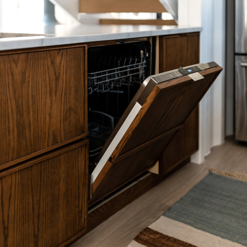 ZLINE Autograph Edition 24" Tallac Series 3rd Rack Top Control Built-In Tall Tub Dishwasher in Custom Panel Ready with Accent Handle, 51dBa