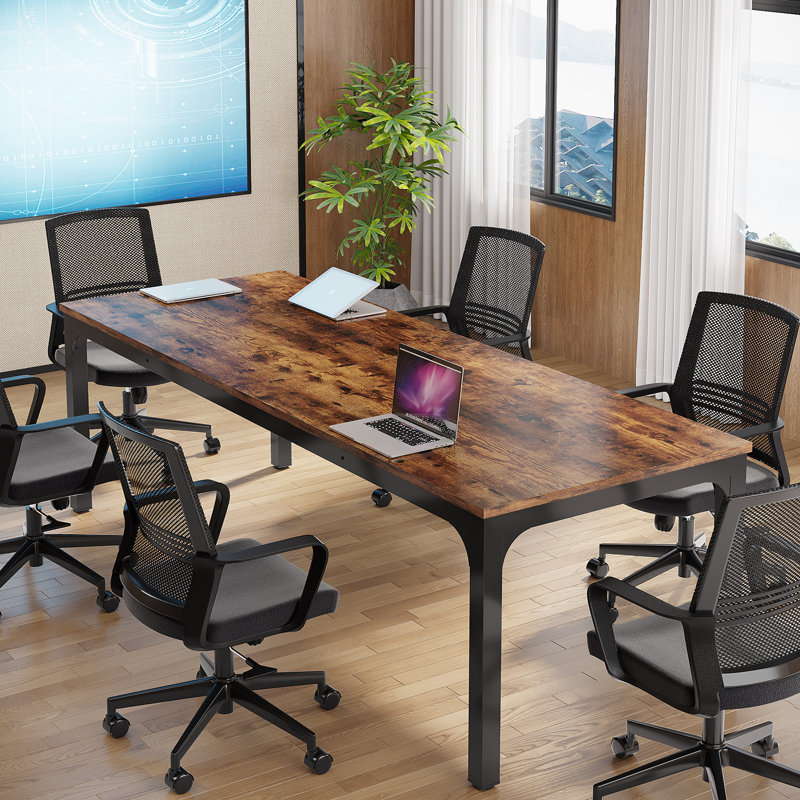 Mareme Rectangular Meeting Table, Rustic Brown