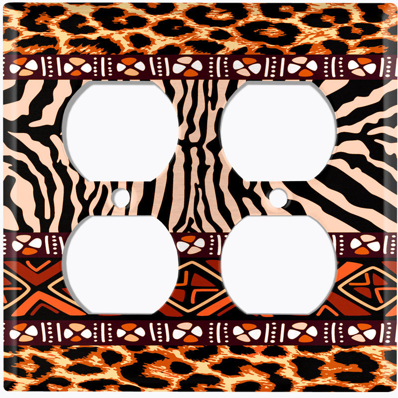 Couvercle de prise en métal pour interrupteur de lumière (motif safari tribal guépard africain - bascule simple)