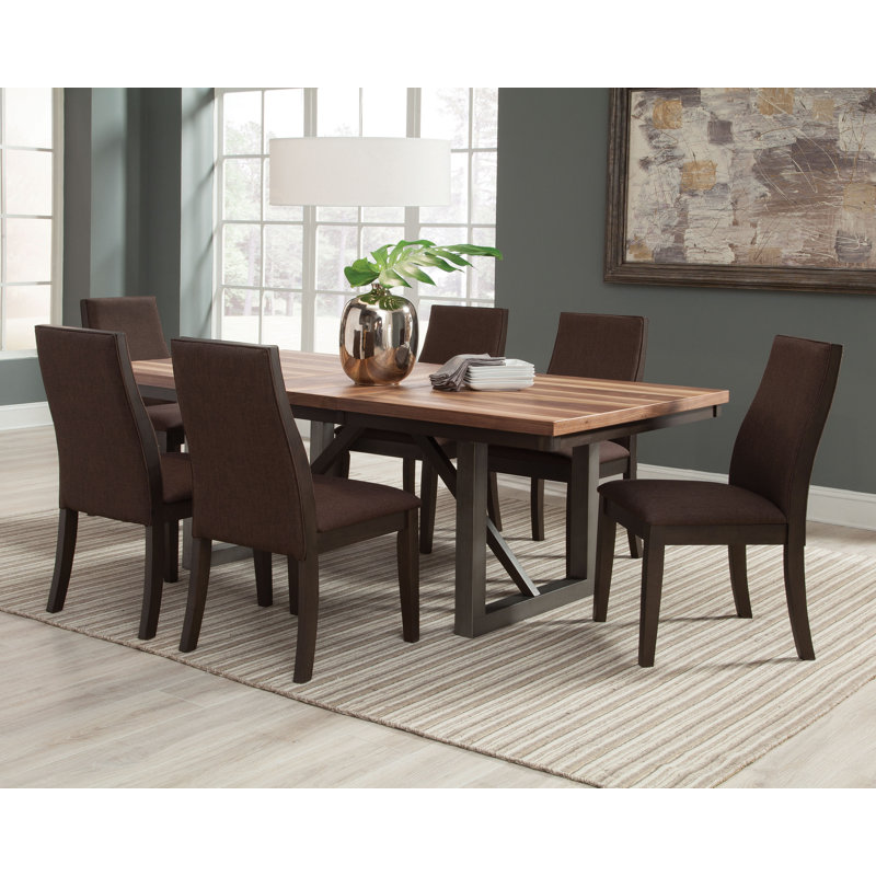 Ensemble de salle à manger rectangulaire L 76,85 po x l 40,65 po, Brun, 7 pièces : table, 6 chaises