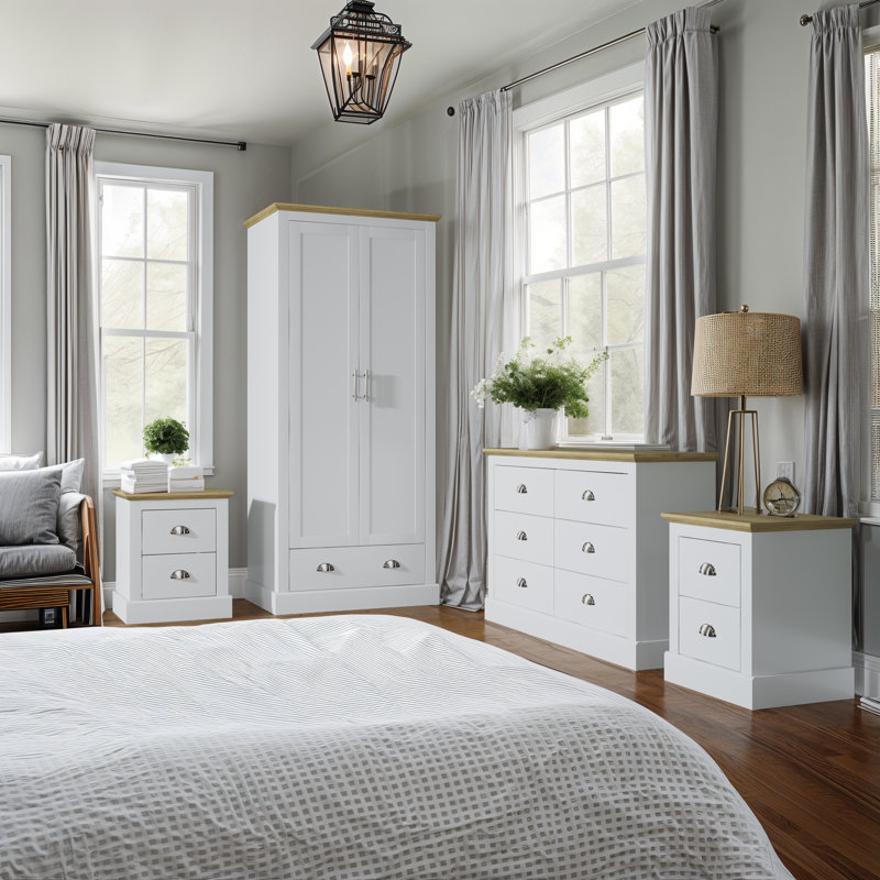 Sufy 4 Piece Bedroom Set, Light Grey