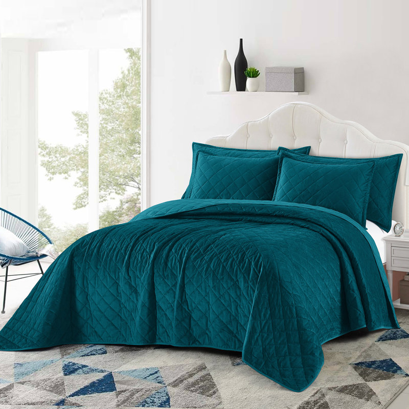 Polyester Coverlet with Pillow Shams Included, Sapphire