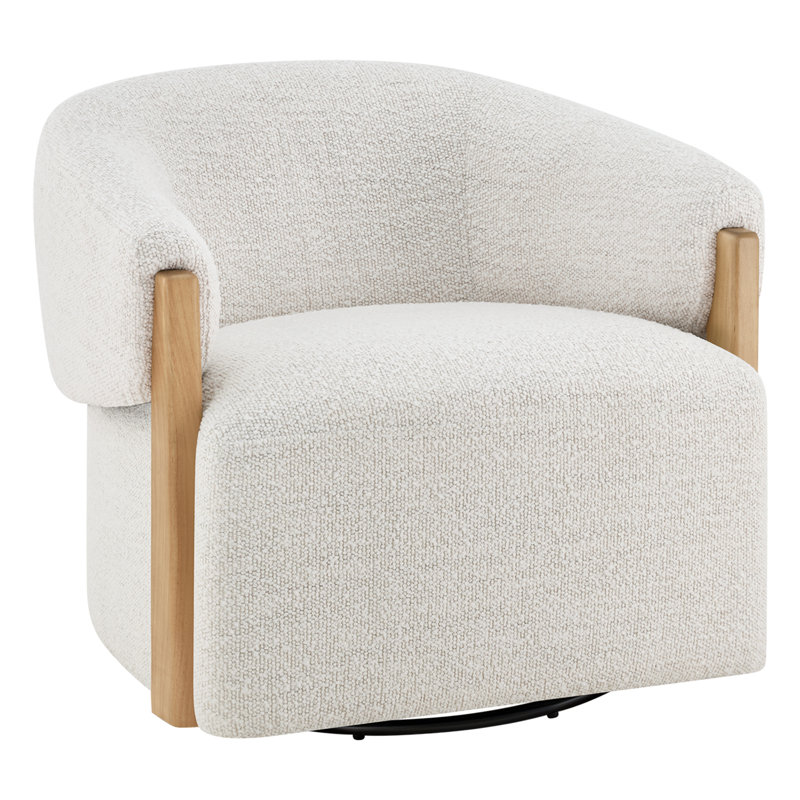 Fauteuil d'appoint pivotant rembourré Denice Longfield, Polyester perle