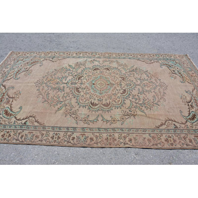 Tapis turc, tapis géométriques, tapis rétro, tapis de luxe bruns, grand tapis 5,3 x 9,7 pi, tapis tissé à plat