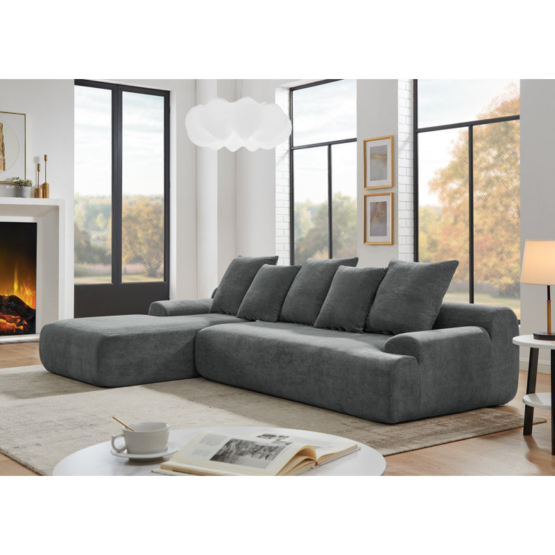 Canapé modulaire modulaire désossé Tavian, Velours gris velours