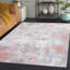 Tapis en polyester tissé à plat à la main à motif abstrait en ivoire / gris / rose Braidy-107291630