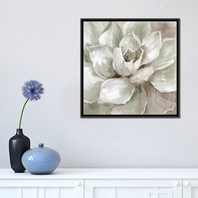 «Hazy Summer Succulent», reproduction sur toile, H 18 po x l 18 po x P 1,5 po, Toile avec cadre noir, Pas de tapis