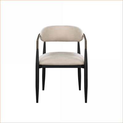 Ensemble de 2 fauteuils de salle à manger rembourrés à dossier ouvert beige et noir, pour chaises de salle à manger modernes, pour adultes