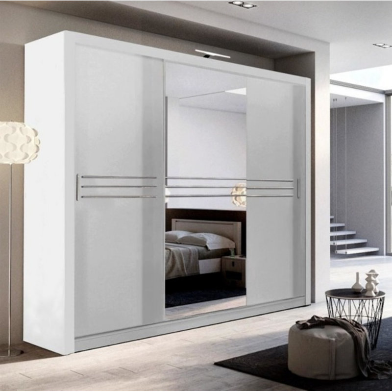 Minnis 3 Door Manufactured Wood Wardrobe, White