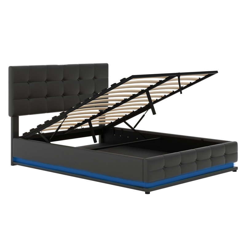 Deaundra Upholstered Platform Storage Bed, Black, Full / Double
