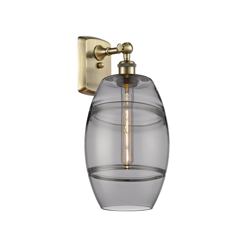 Bettylou Steel Armed Sconce, 10.88" H x 8" W x 8.13" D, Light Smoke, Antique Brass