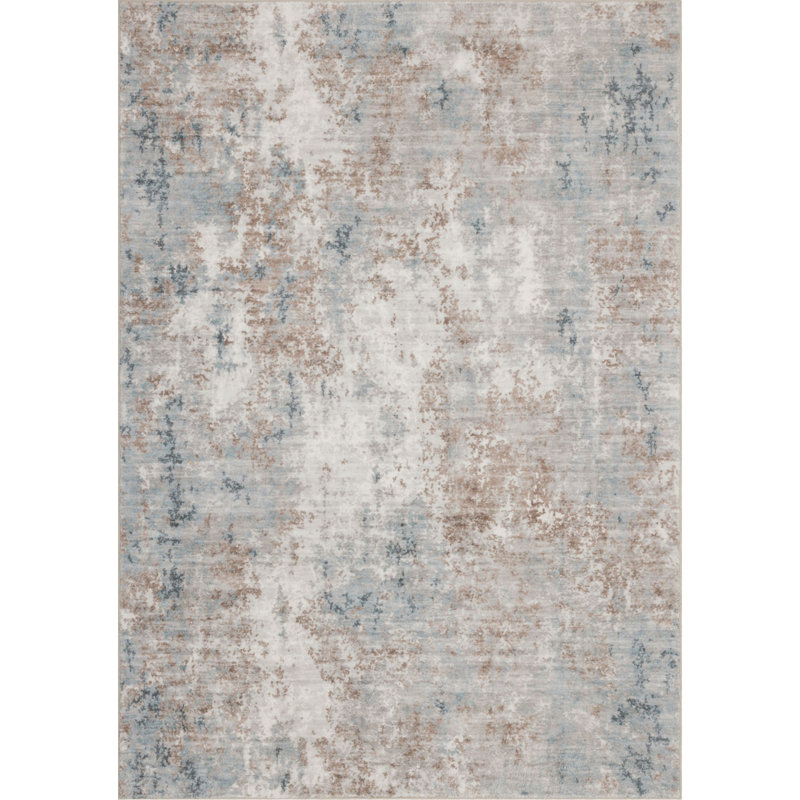 Tapis de couloir bleu Crystal_GET8001 2x7, Rectangle 4 pi 11 po x 6 pi 11 po, Ivory