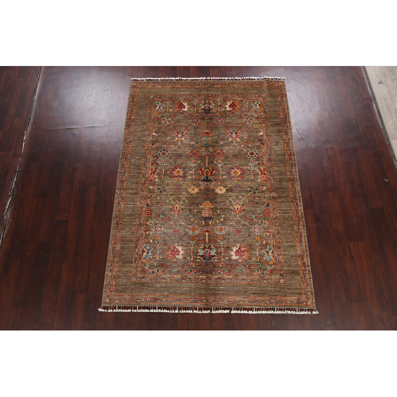 Tapis oriental à teinture végétale Ziegler noué à la main 6 x 8