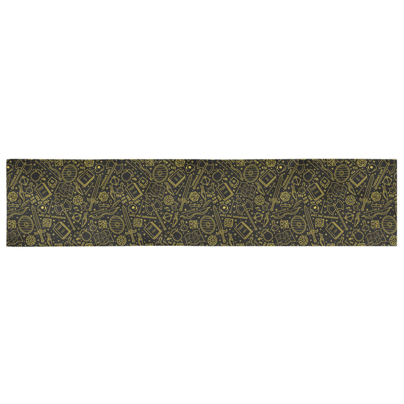 Chemin de table géométrique avicia, 90 po x 16 po, Noir / Jaune, 100 % coton
