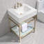 Meuble-lavabo de 24 po en marbre de Carrare naturel avec lavabo, structure en acier inoxydable doré et tablette en verre-1572645742-1556390636