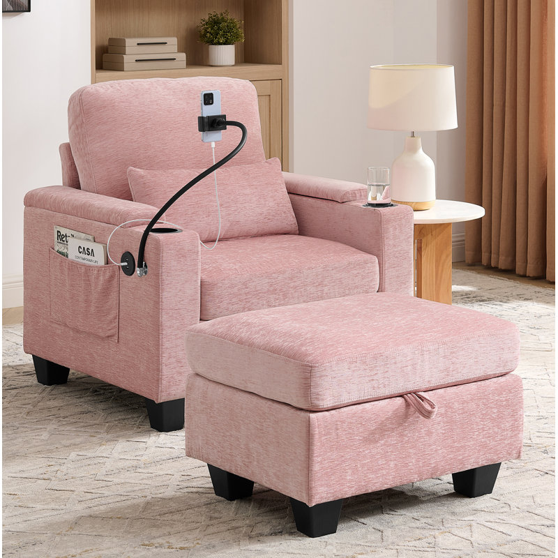 Fauteuil de 37 po de qualité supérieure avec ports USB, Rose