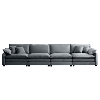 Maximus Corduroy 4-Seater Sectional Sofa with Cushions & Pillows