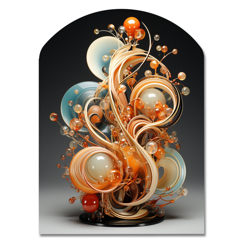 Sculpture en fil d'or Keener - spirale abstraite asymétrique, décoration murale en métal, H 34 po x l 25 po