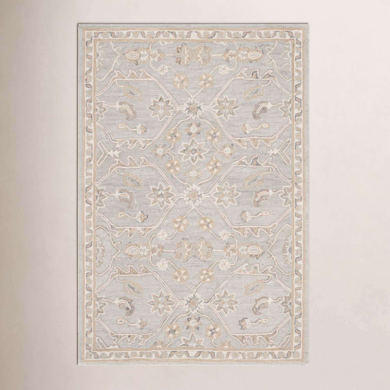Airlie Slate Beige Hand-Tufted Wool Oriental Rug, Rectangle 4' x 6'