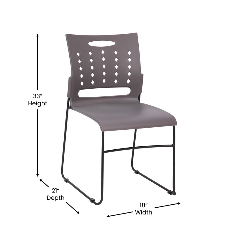 AeroFlow Gray Sled Base Stackable Chairs, Set of 5