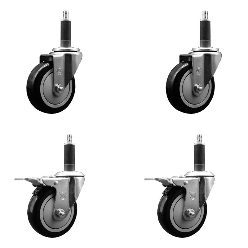 Ensemble de roulettes extensibles 4 po 4 po, Noir
