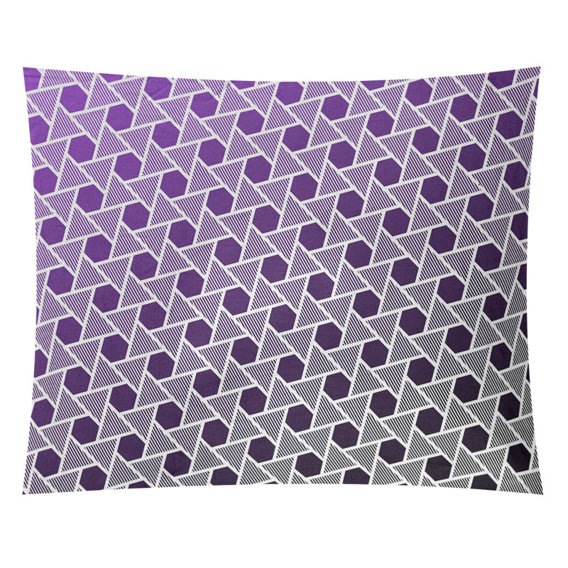 Tapisserie murale hexagonales et triangles, H 27,5 po x l 37,5 po, Noir / Mauve
