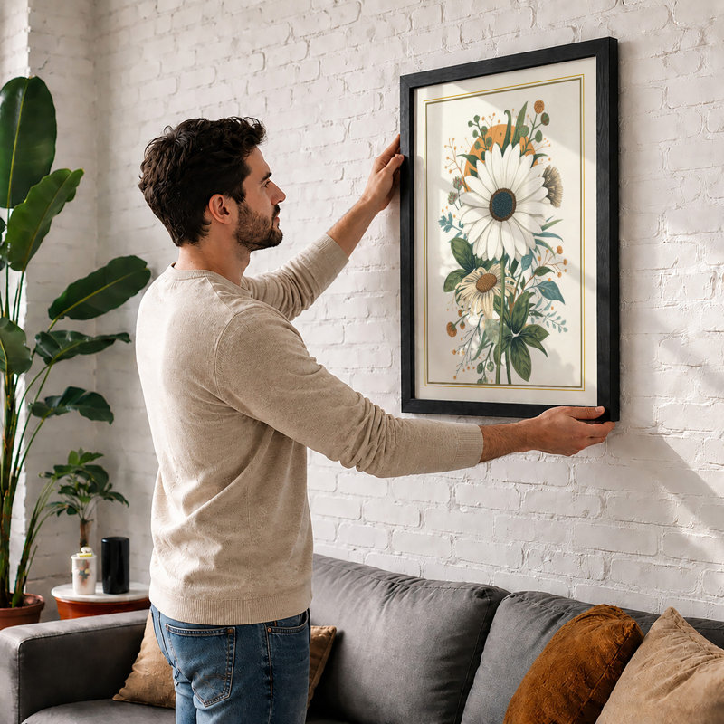 Study in Bloom Botanical - Framed Print, Walnut, A4 - 29.7 x 21.0 cm