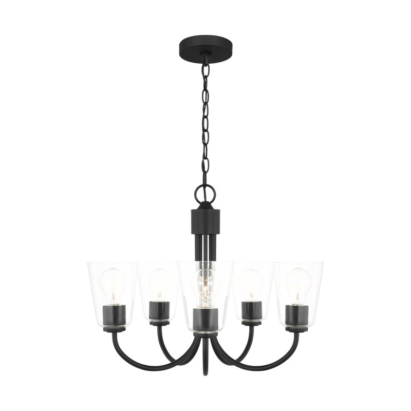 Miles Five Light Chandelier from Generation Lighting , 17.375" H x 21" W x 21" D, 5 Lights, Midnight Black