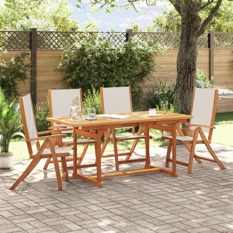 4 - Person Wood Patio Dining Set with Rectangular Table , Cushions Included, White