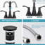 Robinet de salle de bain 4 po en noir mat, bec rotatif à 360 ° avec bonde escamotable, construction en métal, rouille, eau gazeuse douce, cartouche de disque en céramique goutte à goutte fiable, poignées doubles élégantes pour plus de précision