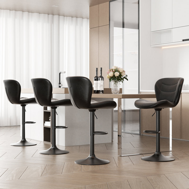 Adjustable Height Counter Stool with Metal Frame, Black, 6