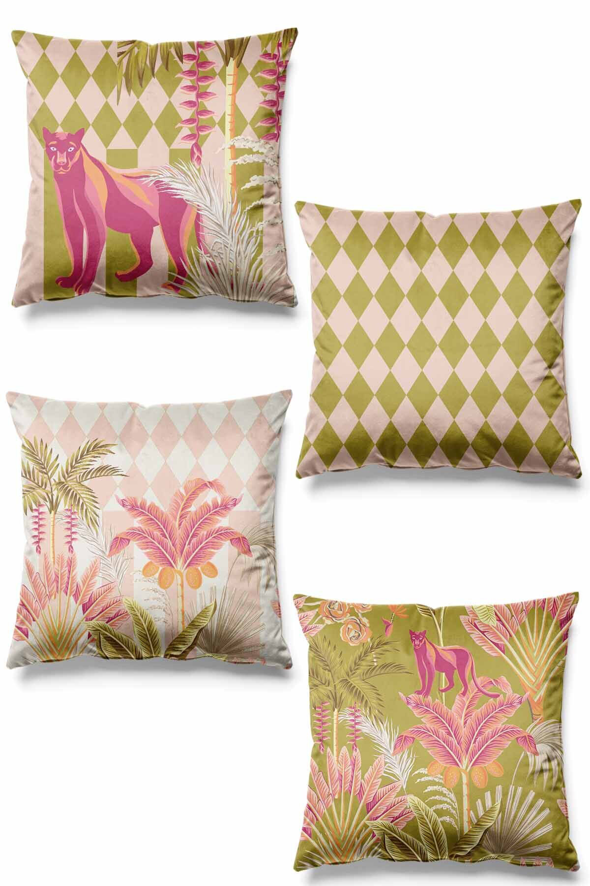 Sync Home Double-Sided Printed Panther Pattern 4-Piece Set Cushion ...