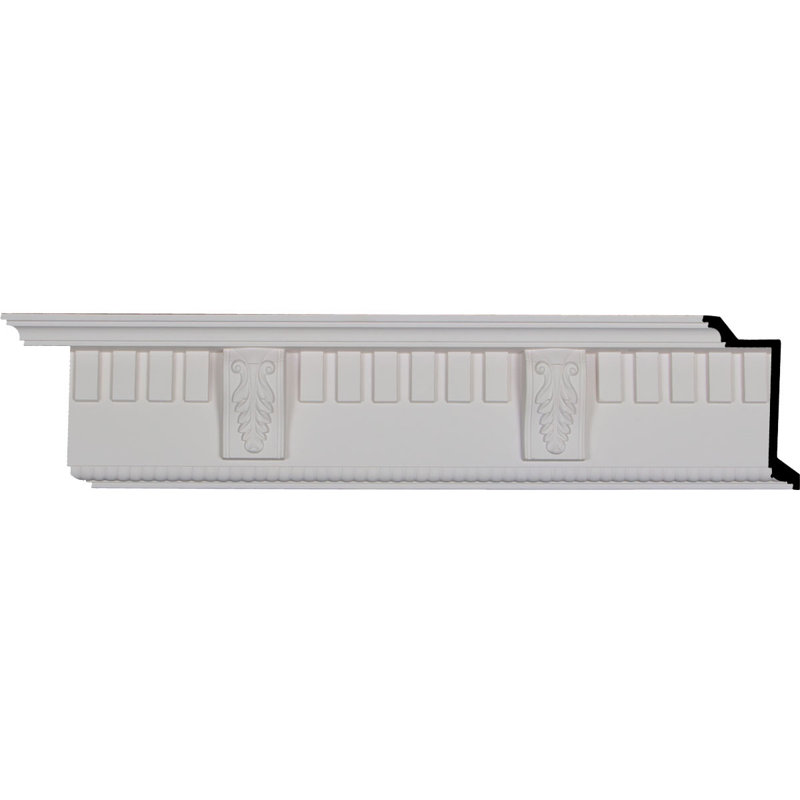 White Urethane Dentil With Bead Crown Moulding